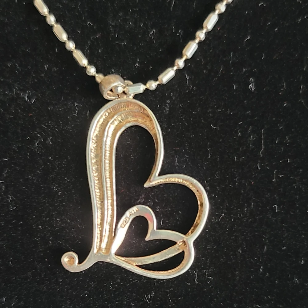 Sterling Silver Double Heart Pendant Necklace